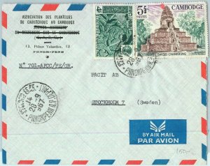 91259 - CAMBODIA Cambodge - Postal History - AIRMAIL COVER to SWEDEN  1967