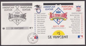 ST. VINCENT - 1989 ALL STAR GAME / BASEBALL PLAYRES HALL OF FAME - MS FDC