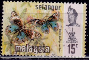 Malaysia - Selangor, 1971, Butterflies, 15c, sw#110, used