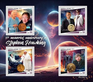 SIERRA LEONE - 2023 - Stephen Hawking - Perf 4v Sheet - Mint Never Hinged