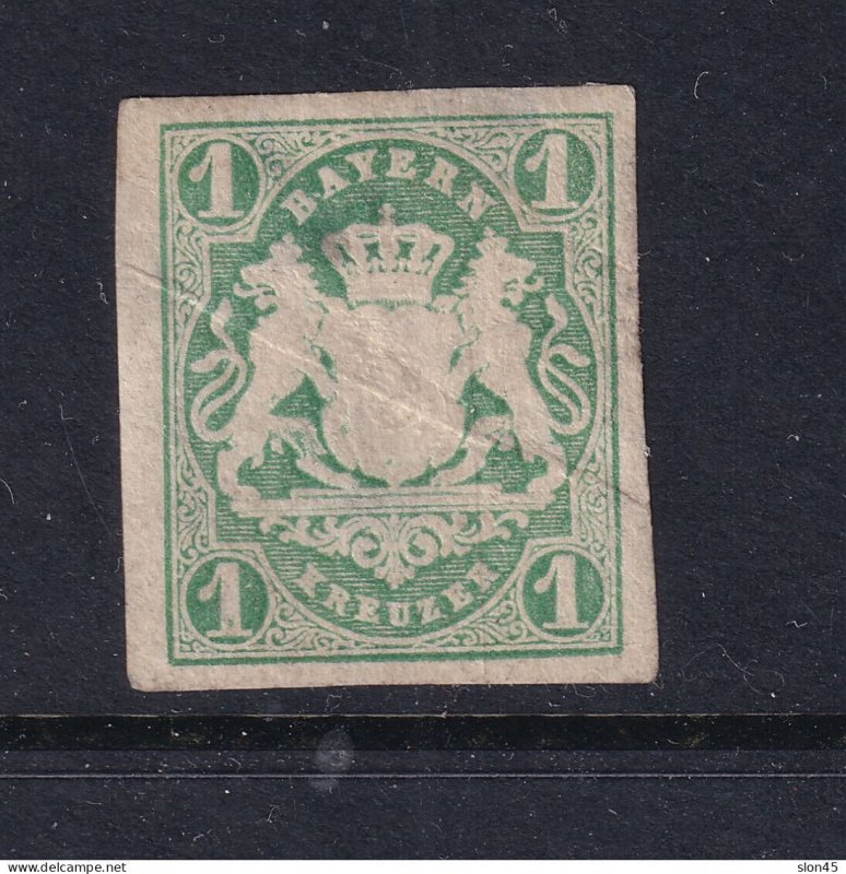 German States Bavaria 1867 1kr green MNG 16130