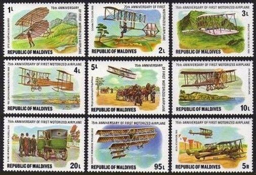 Maldives 719-727,728,MNH.Michel 740-748,Bl.48. Motorized Airplane-75th Ann.1978