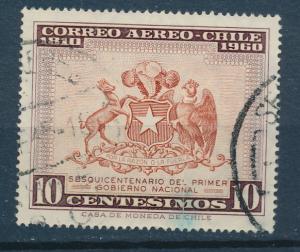 Chile 1960 - Scott C220 used - 10c, Arms of Chile, Wmk