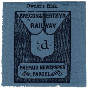 (I.B) Brecon & Merthyr Railway : Prepaid Newspaper Parcel ½d (large format)