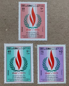 Kuwait 1973 Human Rights, MNH. Scott 594-596, CV $6.25. Mi 610-612