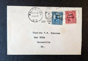 1928 Washington DC FDC 647 648 Cover to Louisville KY HI Overprint Limited Issue