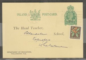 New Zealand  1966 QE II 2c Education P.C. at 3c rate (eff. 1-10-64)