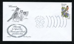 US 2001 Wisconsin Robin Wood Violet UA Artmaster cachet FDC 