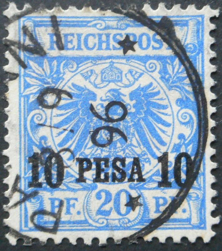 German East Africa 1893 Ten Pesa with PANGANI postmark