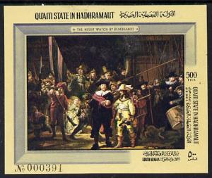 Aden - Qu'aiti 1967 Rembrandt imperf miniature sheet unmo...