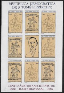 St Thomas & Prince Is #660 MNH IMP. Sheet - Picasso Caricatures