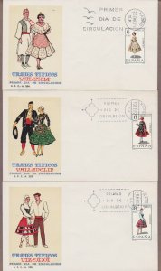 Spain # 1440 - # 1444 , 1971 Regional Costumes on 5 FDCs - I Combine S/H