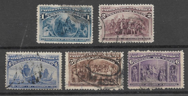 Doyle's_Stamps: 1893 Lot of Used Columbians, Scott #230-#231 & #233-#235