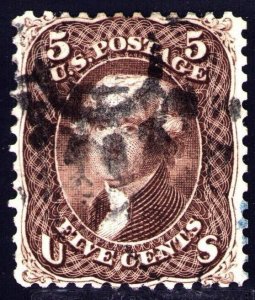 SC #76 5¢ Brown 1863  Used Very Fine Centering