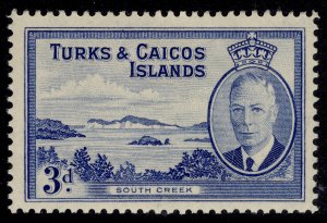 TURKS & CAICOS ISLANDS GVI SG226, 3d bright blue, M MINT.