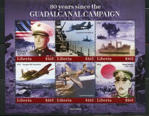 LIBERIA 2022 80th ANNIVERSARY OF THE BATTLE OF GUADALCANAL SHEET  MINT NH