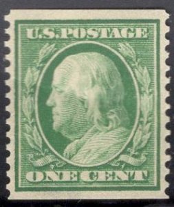 US Stamp #387 One Cent Washington Coil MINT Hinge SCV $190