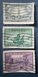 CANADA 1948-49 3 Consecutive Issues of 3V used SG#411-413 C5421