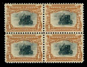 MOMEN: US STAMPS #296 BLOCK MINT OG LH XF