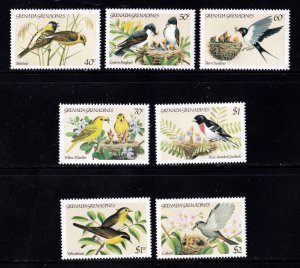 Grenada - Grenadines   590 - 596     MNH OG   XF   complete topical set    Birds