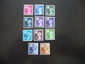 Stamps - Wales - Scott# WMMH1-8,11-13 - Used Part Set of 11 Stamps
