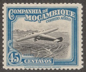 Mozambique company, stamp,  Scott#c7,  mint,  hinged,  plane, 45 cents