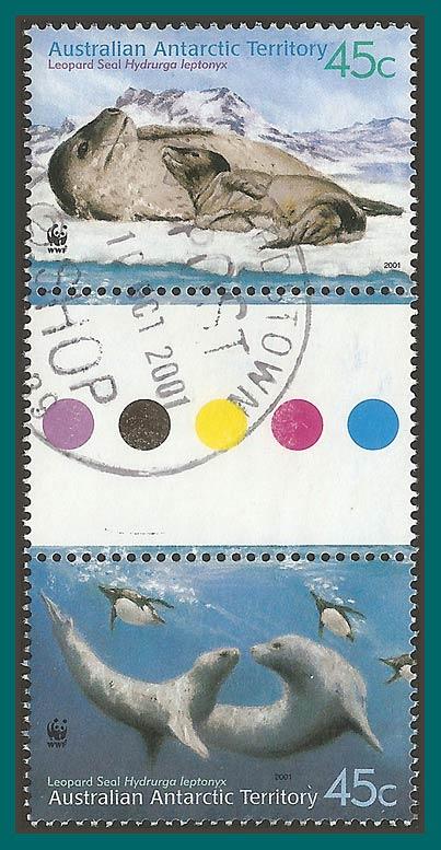 AAT 2001 Leopard Seal, gutter pair, used L118a-L118c,SG152-SG154