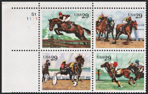 SC#2756-59 29¢ Sport Horses Plate Block: UL #S1 1111 (1993) MNH