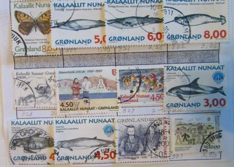 24 ass't Greenland Modern Commens & Pictorials Used stamps