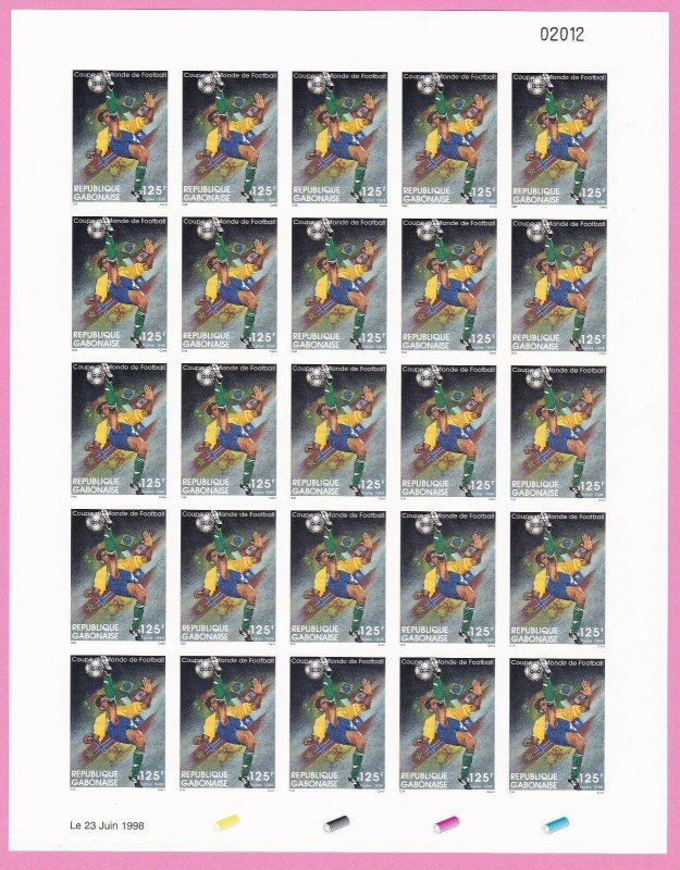 Gabon 1998 imperf sheet full set michel mi 1419/22 world cup soccer rrrr mnh 