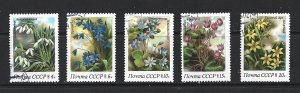 RUSSIA - 1983 SPRING FLOWERS - SCOTT 5148 TO 5152 - USED