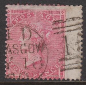 Great Britain 1857 QV 4d Rose Sideface Sc#26 Used Huge Wing Margin Glasgow Cxl