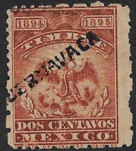 MEXICO REVENUES 1894-95 2c EAGLE Documentary P.6 CUERNAVACA Control DO217 Used