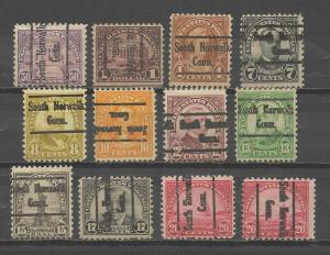 36 Vintage South Norwalk Conn. Precancels, Hinged