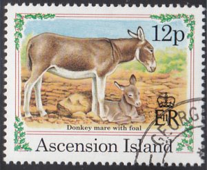 Ascension 1994 used Sc #599 12p Mare with foal Donkeys Christmas