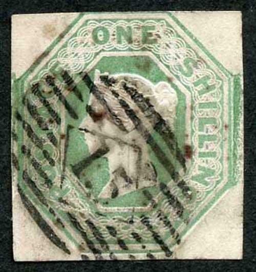 1/- Green Embossed Very Fine Used