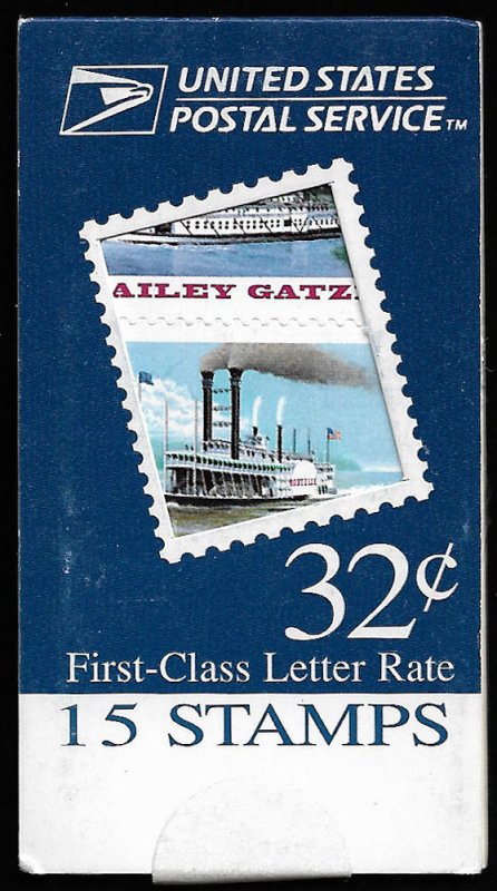 US #3095a BK255 $4.80 face MAKE-SHIFT BOOKLET, Riverboats, VF/XF mint never h...