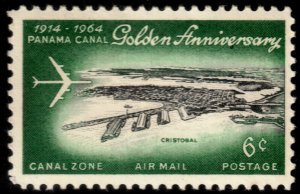 ✔️ CANAL ZONE 1964 - AIRMAIL AIRPLANE OVER CRISTOBAL  - SC. C36 MNH [27]