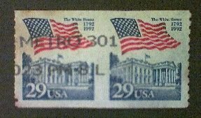 United States, Scott #2609b, used(o), 1992,  Imperforated Error Pair,  29¢