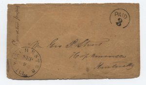 1850s Winchester IL black cDS stampless cover paid 3 in circle rate [h.4631]