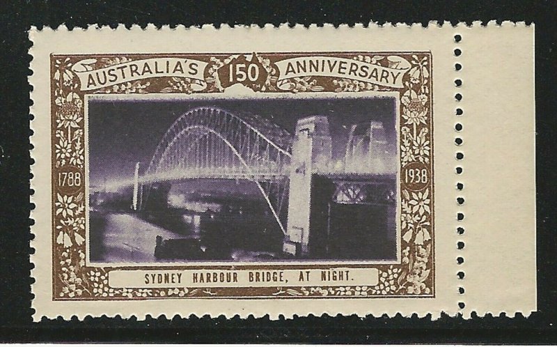 Sydney Harbor Bridge At Night, Sydney,  Australia, 1938 Poster Stamp