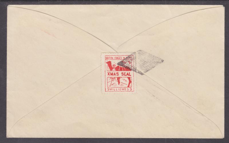 Egypt Red Crowned Circle Postage Prepaid Postmark on 1935 Envelope w/ X-Mas Seal