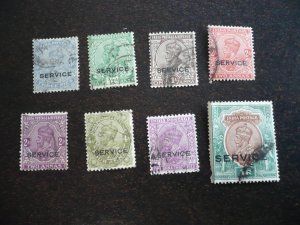 Stamps - India - Scott# O78-O82, O85, O90, O96 - Used Partial Set of 8 Stamps