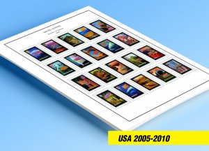 COLOR PRINTED U.S.A. 2005-2010 STAMP ALBUM PAGES (90 illustrated pages)