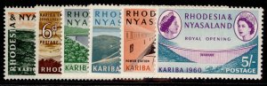 RHODESIA & NYASALAND QEII SG32-37, 1960 Hydro electric set, NH MINT. Cat £20. 