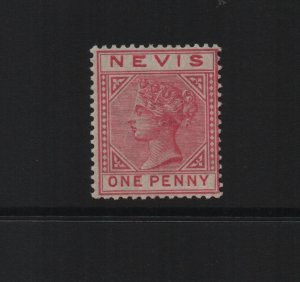 Nevis 1883 Sg27 1d Dull Rose perf 14 CA watermark - mounted mint