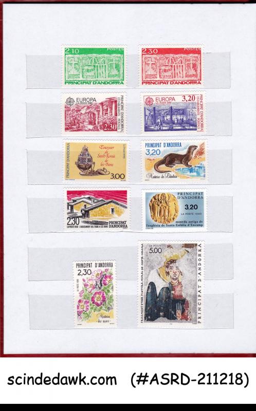 COLLECTION OF FRENCH ANDORRA STAMPS FROM 1966-1996 IN SMALL STOCK BOOK