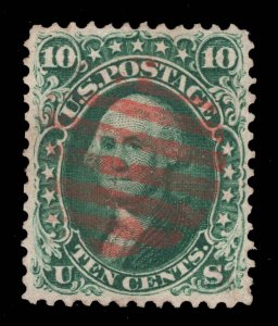 MOMEN: US STAMPS #62B RED GRID CANCEL USED PSE GRADED CERT VF/XF-85 LOT #94339*