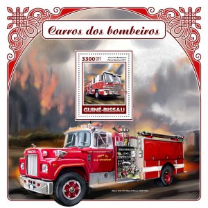 Guinea-Bissau 2017 MNH Fire Engines Trucks Pierce Quantum 6411 1v S/S Stamps