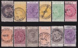 NEW ZEALAND 1880 Stamp Duty 12 values to £6 used inc.Counterpart etc........2247